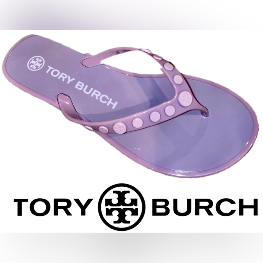 Tory Burch Studded Jelly Flip Flop Sandals Size 5 in Lilac